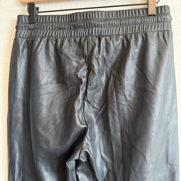 Loft Black Pull On Drawstring Elastic Waist Faux Leather Vegan Ankle Pants Sz SM - Picture 7 of 13